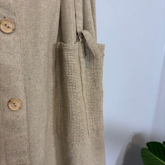 Vtg Robbie Sport Skirt Beige Button Front Large Pockets Textured Cottagecore - Picture 6 of 9